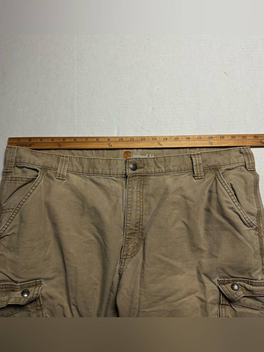 Carhartt (100272253) Relaxed Fit Straight Leg Rigby Cargo Pant In Khaki 42x30 - Picture 7 of 11